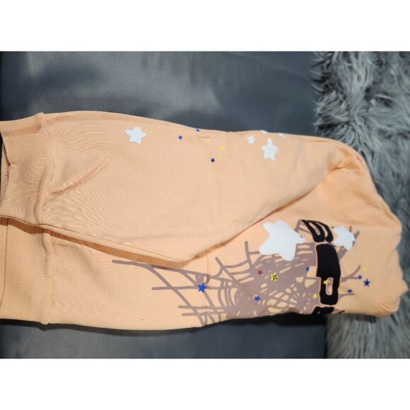 Men's Sp5der worldwide PULL OVER Hoodie - LARGE - light orange - Picture 4 of 6